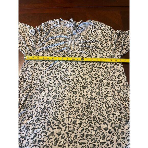 Catalina Womens Leopard Print Long Sleeve Tunic Top Sz 1X/16W Drawstring Pockets - Picture 8 of 9